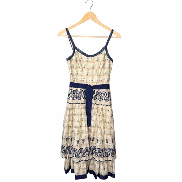 Beau James Palm Desert California Vintage 1970s Prairie Eyelet Floral Midi - Picture 2 of 11